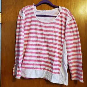XL Women's Tribal Jeans Light Long Sleeve Pink White Stripes Hoodie
